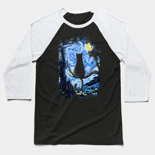 Cat  Starry Night Baseball T-Shirt